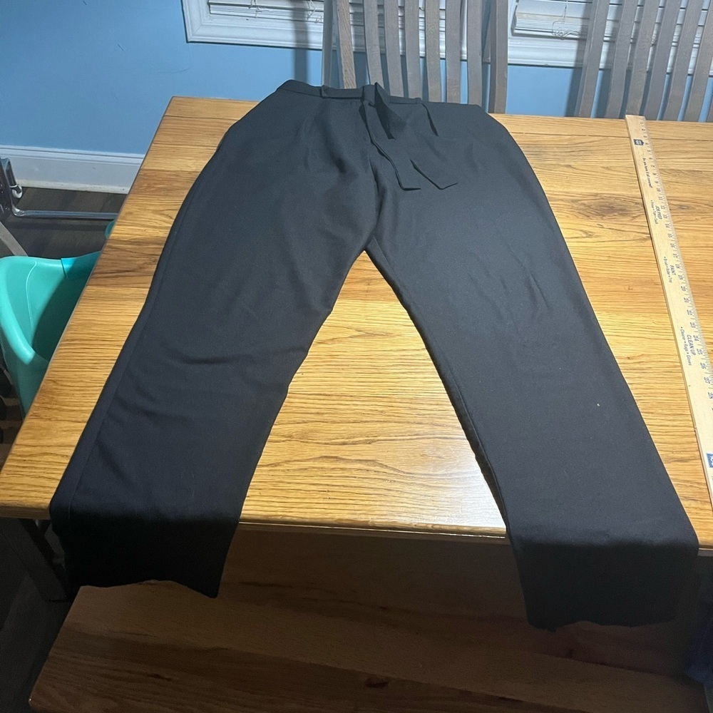 ASOS Black Career Pants Size 10 Belted Waist, Zip & Clasp